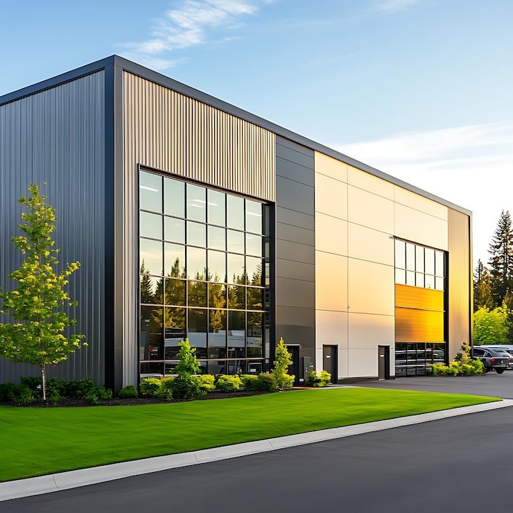 arafed building with parking lot car parked front it_1034045 105188