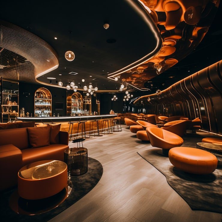 arafed-view-bar-with-orange-leather-seating-bar-generative-ai_900833-694
